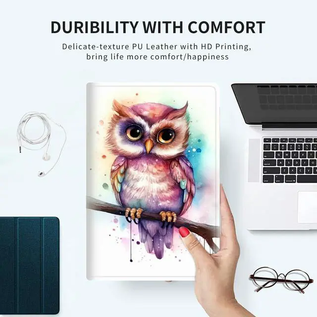 Alt view image 3 of 5 - GFRGTFHYT Case for All-New Kindle Fire HD 10 & 10 Plus Tablet (11th Generation, 2021 Release) 10.1" Slim Lightweight PU Leather Shock-Proof Smart Stand Cover Case with Auto Wake/Sleep,Cute Owl Art