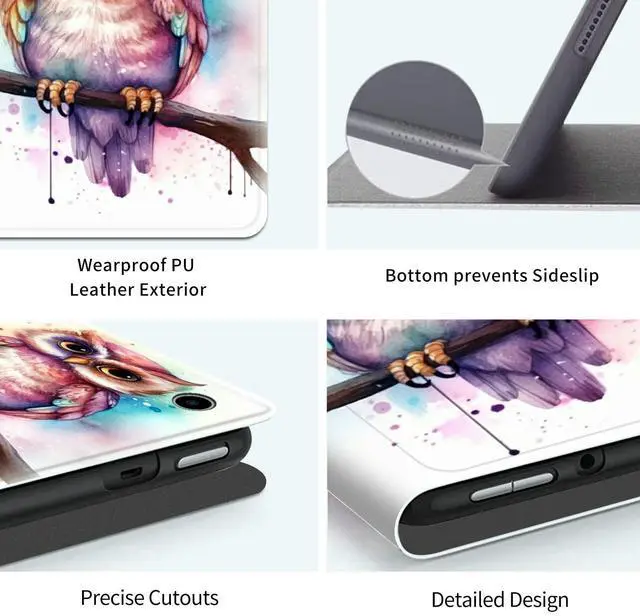 Alt view image 5 of 5 - GFRGTFHYT Case for All-New Kindle Fire HD 10 & 10 Plus Tablet (11th Generation, 2021 Release) 10.1" Slim Lightweight PU Leather Shock-Proof Smart Stand Cover Case with Auto Wake/Sleep,Cute Owl Art