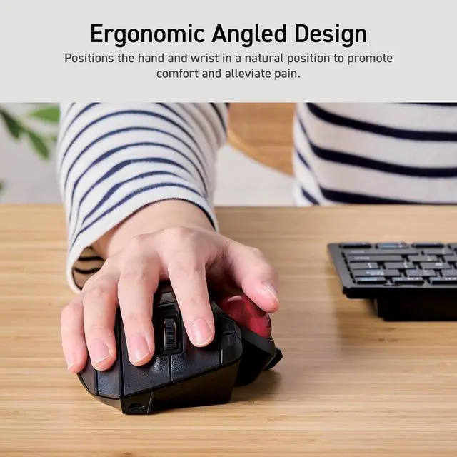 Alt view image 2 of 5 - ELECOM Trackball Mouse Wireless, Ergonomic Mouse, 3 Device Connection, Wired (USB), Bluetooth, Track Ball Mouse, Thumb Control, Compatible for PC, Laptop, Mac, Windows, macOS, EX-G Pro (M-XPT1MRXBK)