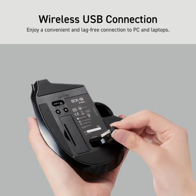 Alt view image 5 of 5 - ELECOM Trackball Mouse Wireless, Ergonomic Mouse, 3 Device Connection, Wired (USB), Bluetooth, Track Ball Mouse, Thumb Control, Compatible for PC, Laptop, Mac, Windows, macOS, EX-G Pro (M-XPT1MRXBK)