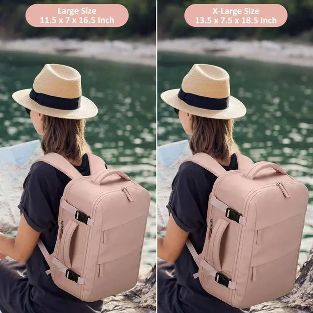 Alt view image 5 of 5 - Tenot Large Travel Backpack for Women Personal Item for Airlines17 Inch Laptop Backpack College Business Work Weekender Hiking Womens Travel Backpack Pink