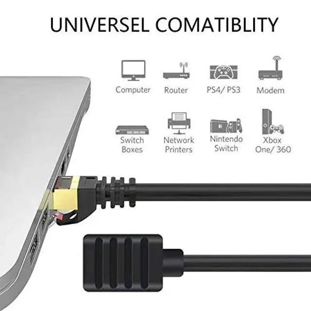 Alt view image 3 of 5 - Ethernet Extension Cable 30 ft,Yeung Qee Shielded Network Cat7 Ethernet Extender Cable Adapter RJ45 Cords Shielded Male to Female Connector (30FT/10M)