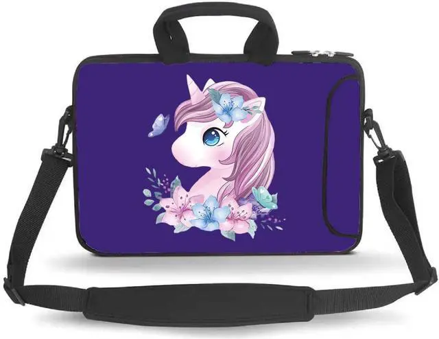 Main image of 14 15 15.4 15.6 inch Messenger Bag Carrying Case Sleeve with Handle Accessory Pocket Fits 14 to 15-Inch Laptops/Notebook/Ebooks/Kids Tablet/Pad(Purple Unicorn)