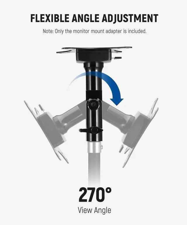 Alt view image 5 of 5 - NEEWER Monitor Mount Adapter with Quick Release VESA Mount, 270° Adjustable Metal 5/8" C Stand Light Stand Adapter for Impact Screen Outdoor TV up to 17-32", Max Load 17.5lb/8kg, MA010