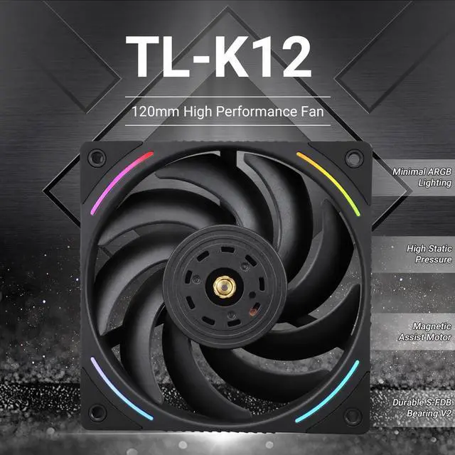 Alt view image 2 of 5 - Thermalright TL-K12 Computer Case CPU Cooler 120mm, PWM Silent With 2150RPM Speed, Black Cooling Fan