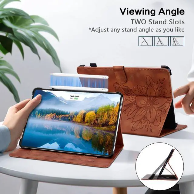 Alt view image 4 of 5 - KEFBWAO Case for iPad Pro 13 Inch Case M4 (2024) 7th Gen, Auto Wake/Sleep Supports Pencil Pro and Pencil(USB-C) Magnetic Clasp Stand for iPad Pro 13 Inch Cover, Brown