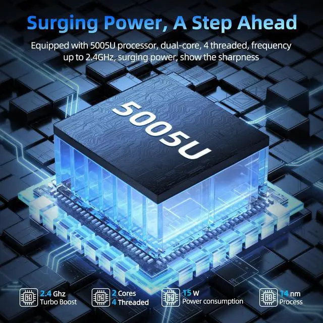 Alt view image 2 of 5 - Naclud 17.3 Inch Laptop Computer, Windows 11 Laptops with Celeron I3 Processor, 4GB DDR3 128GB SSD, 60800mWh Battery, FHD IPS Display, Type-C, 5G WiFi, BT4.2, HDMI, Numpad