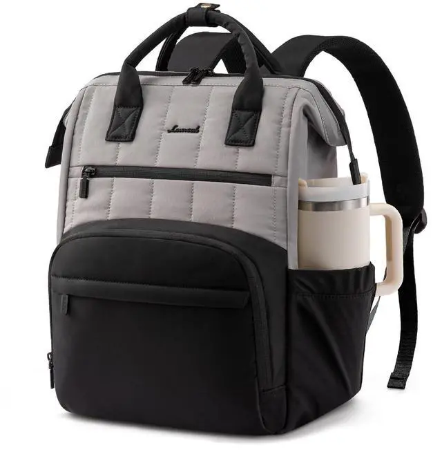 Main image of LOVEVOOK Puffer Backpack Purse for Women with 17 Inch Laptop Pocket, Nurse Teacher Work Bags for Gifts, Personal Item Travel Bag for College School, Cute Student Bookbag for Teen Girls Waterproof