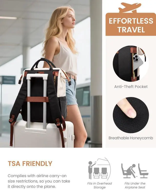 Alt view image 5 of 5 - LOVEVOOK Puffer Backpack Purse for Women with 17 Inch Laptop Pocket, Nurse Teacher Work Bags for Gifts, Personal Item Travel Bag for College School, Cute Student Bookbag for Teen Girls Waterproof