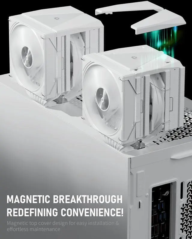 Alt view image 3 of 5 - upHere CPU Cooler Air,Dual Tower Cooler with 120mm PWM Fan,8 Heat Pipes for Intel LGA 1851/1700/2011/2066/115X,AM5/AM4/AM3,White,UE2 Elite T8