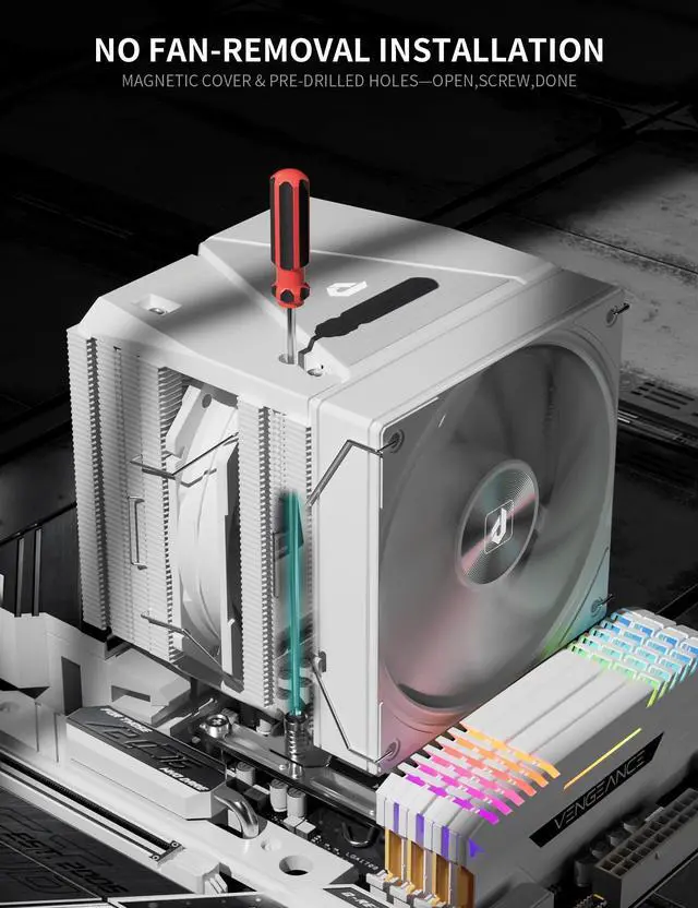 Alt view image 4 of 5 - upHere CPU Cooler Air,Dual Tower Cooler with 120mm PWM Fan,8 Heat Pipes for Intel LGA 1851/1700/2011/2066/115X,AM5/AM4/AM3,White,UE2 Elite T8