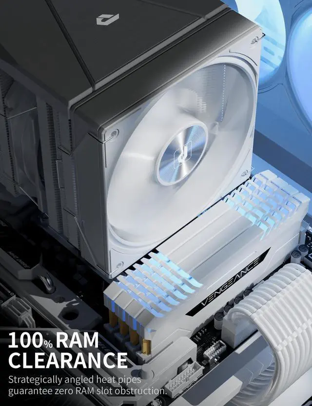 Alt view image 5 of 5 - upHere CPU Cooler Air,Dual Tower Cooler with 120mm PWM Fan,8 Heat Pipes for Intel LGA 1851/1700/2011/2066/115X,AM5/AM4/AM3,White,UE2 Elite T8