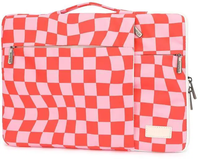 Main image of SANFAN 360° Protective 3 Pockets Laptop Sleeve Case Bag with Handle for MacBook Air 15 inch,MacBook Pro 16 inch and 15.6 inch Screen Laptop (Grid)