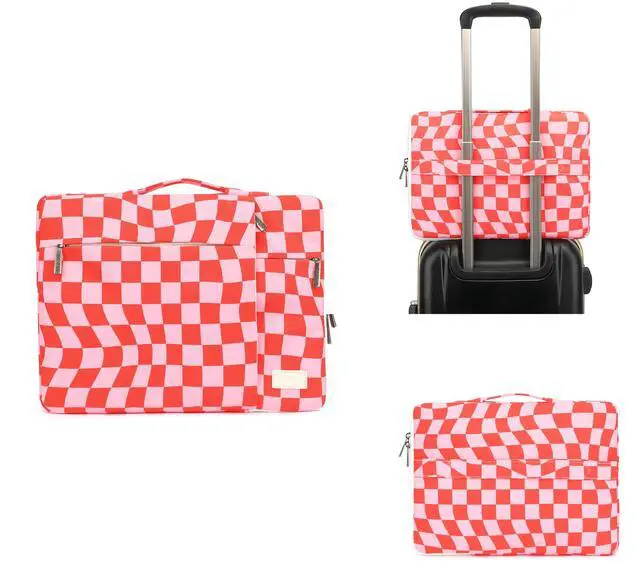 Alt view image 4 of 5 - SANFAN 360° Protective 3 Pockets Laptop Sleeve Case Bag with Handle for MacBook Air 15 inch,MacBook Pro 16 inch and 15.6 inch Screen Laptop (Grid)