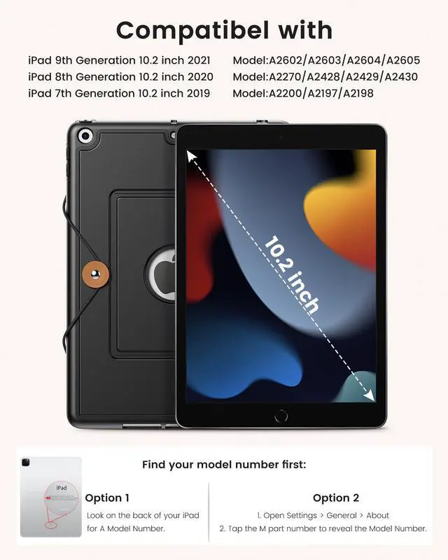 Alt view image 2 of 5 - INFILAND for iPad 9th Generation Case with Keyboard 10.2 Inch iPad 9th/8th/7th Gen, Folio Cover with Pencil Holder, Slim Protective Detachable Keyboard Case for Apple iPadBlack