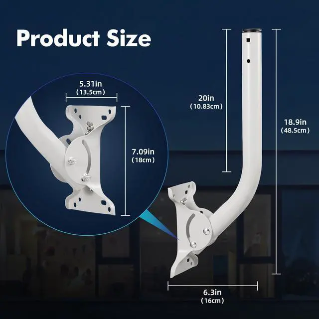 Alt view image 4 of 5 - Universal Antenna Mount 2 Pack, 2KG Heavy Duty Wall-Mounted Bracket Kit for Ubiquiti Equipment, Adjustable Waterproof Bracket for Outdoor WiFi Extender/Weather Station/Access Point