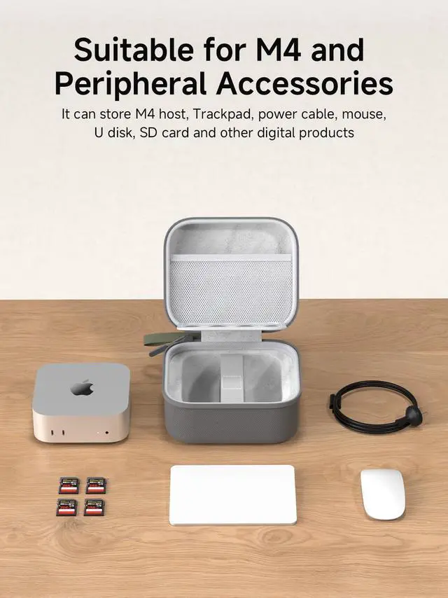 Alt view image 2 of 5 - Hagibis Electronic Organizer Travel Case Bag for Mac mini M4/M4 Pro 2024, Portable Carry Case for Cable, Charger, SD Card, Mouse, USB Flash Disk (Green)