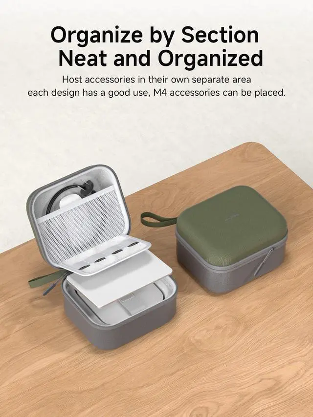 Alt view image 3 of 5 - Hagibis Electronic Organizer Travel Case Bag for Mac mini M4/M4 Pro 2024, Portable Carry Case for Cable, Charger, SD Card, Mouse, USB Flash Disk (Green)