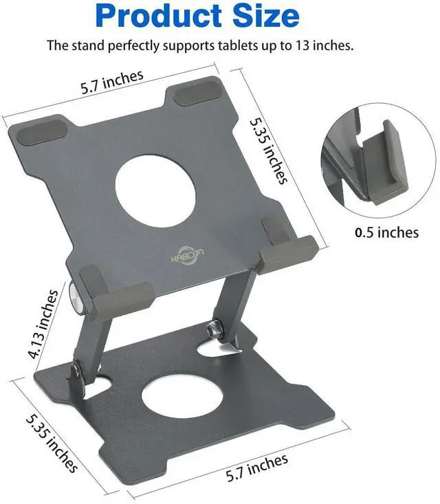 Alt view image 3 of 5 - KABCON Tablet Stand,Tablet Holder for iPad,Adjustable Portable Multi Angle Desktop Stand Compatible with iPad Pro 9.7 10.5 12.9 Air Mini 1-4,Galaxy Tabs,Surface Pro Tablets,Kindle,E-Reader,Nexus-Grey