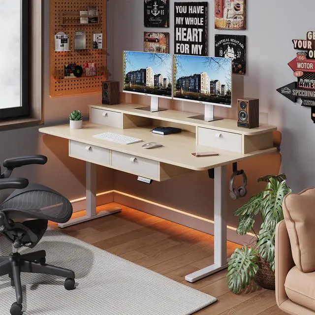 Alt view image 2 of 5 - Gamork Electric Standing Desk Frame Height and Length Adjustable Legs for Home Office Ergonomic Stand Up Desk Frame with 220lbs Powerful Motor & 3 Memory Settings (White)