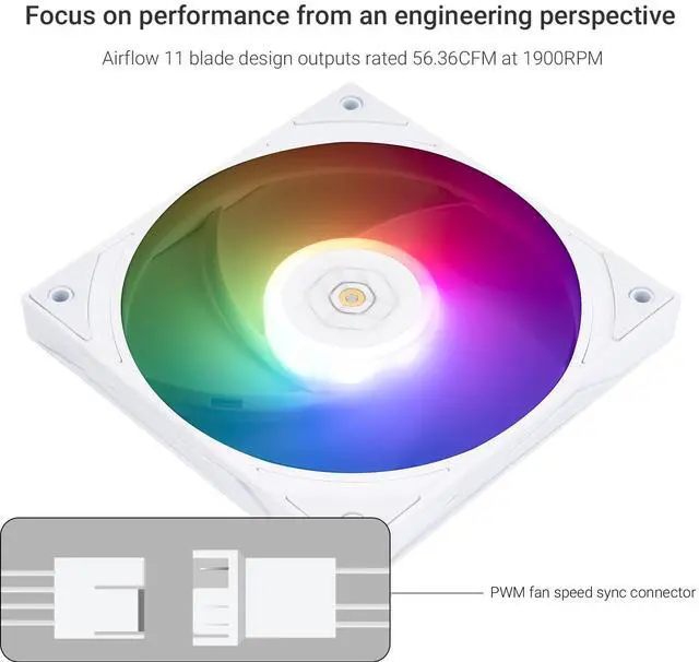 Alt view image 3 of 5 - Thermalright TL-H12015W-S PWM Fan-1900RPM Speed,Computer Cooling Low-Noise, 15mm Slim Cooling,PWM Controlled Cooler Fan,Single PC ARGB Fan for CPU Coolers and Chassis(White, ARGB)