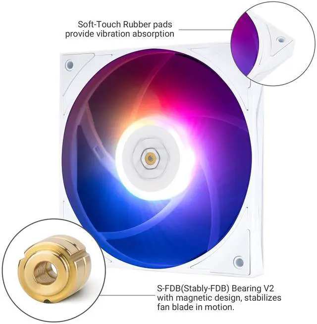 Alt view image 4 of 5 - Thermalright TL-H12015W-S PWM Fan-1900RPM Speed,Computer Cooling Low-Noise, 15mm Slim Cooling,PWM Controlled Cooler Fan,Single PC ARGB Fan for CPU Coolers and Chassis(White, ARGB)