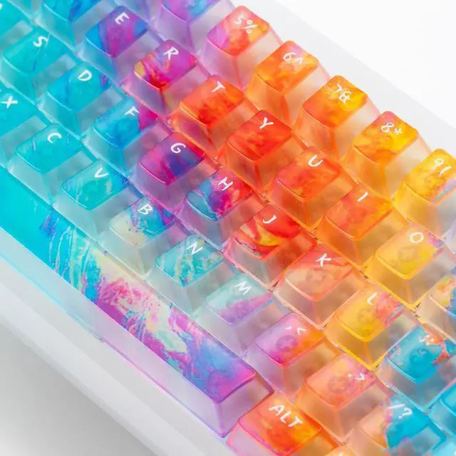 Alt view image 2 of 5 - 119keys Keyboard Keycaps Shine Through Clear Blue Keycap Set, Cherry Transparent Key Caps for Cherry Gateron Mx Switches Mechanical Keyboard