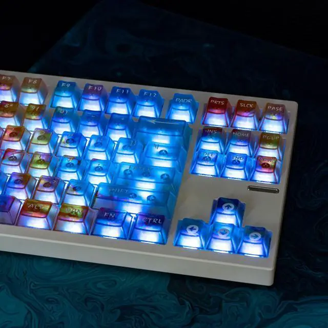 Alt view image 4 of 5 - 119keys Keyboard Keycaps Shine Through Clear Blue Keycap Set, Cherry Transparent Key Caps for Cherry Gateron Mx Switches Mechanical Keyboard