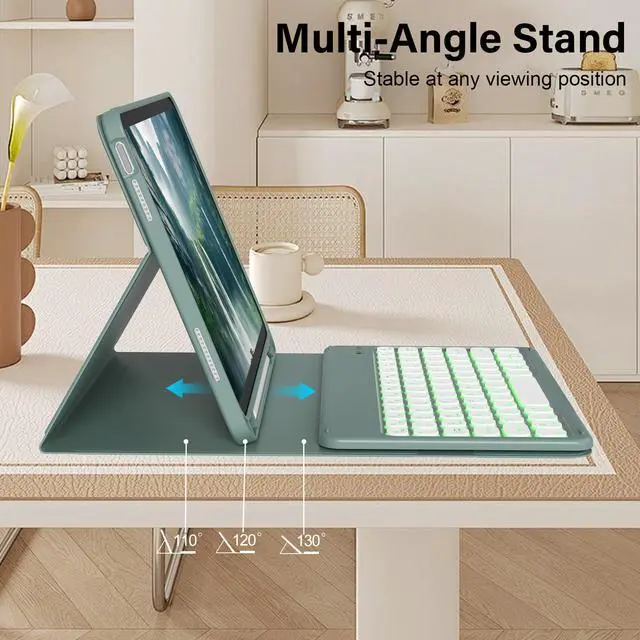 Alt view image 5 of 5 - JKSML for iPad 11/10th Generation Case with Keyboard 11-inch A16 2025 10th Gen 10.9 Inch 2022 Wireless Detachable Folio Backlit Keyboard Cover Thin & Light with Pencil Holder (Dark Green)