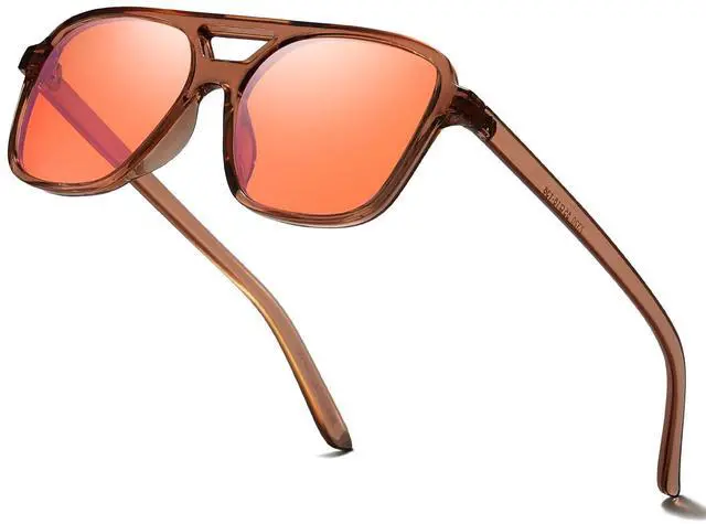 Main image of SODQW Gaming Blue Light Blocking Glasses for Men Women Reduce Eyestrain Orange Aviator Eyeglasses for Computer TV