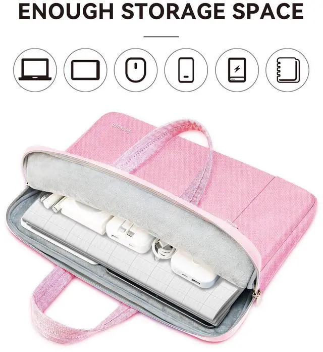Alt view image 2 of 5 - Ferkurn Laptop Bag Case Women Men Computer Sleeve with Shoulder Compatible with HP Envy Pavilion/Inspiron/Thinkpad/Vivobook/MSI/Surface,Waterproof Briefcase with Handle, Pink, 17 17.3 Inch
