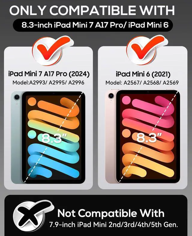 Alt view image 2 of 5 - Cantis Case for iPad Mini 7 A17 Pro 2024/ iPad Mini 6 2021 8.3 Inch, Heavy Duty Shockproof Cover for iPad Mini 7th/ 6th Generation 8.3" with Pencil Holder, Rose Gold