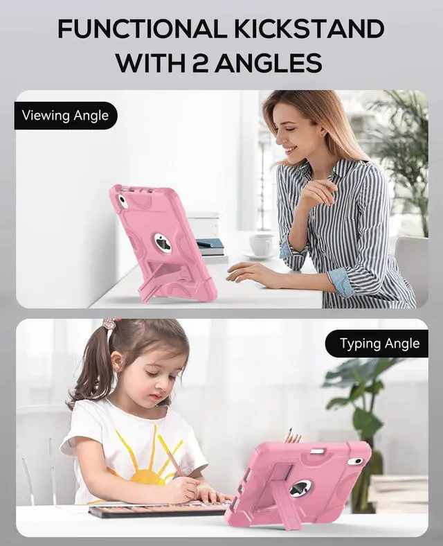 Alt view image 3 of 5 - Cantis Case for iPad Mini 7 A17 Pro 2024/ iPad Mini 6 2021 8.3 Inch, Heavy Duty Shockproof Cover for iPad Mini 7th/ 6th Generation 8.3" with Pencil Holder, Rose Gold