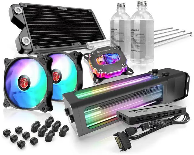 Main image of RAIJINTEK SCYLLA PRO CA240 Water Cooling Kit, Hard tube, CPU water block, 240mm radiator, D5 EVO RBW pump, 2 * ADD PWM fans, 12 copper fittings (90°*6 & 180°*6), coolant (0R10B00215)