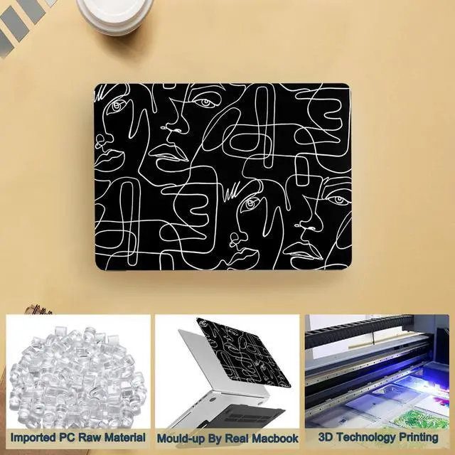 Alt view image 3 of 5 - Hard Case Compatible with New MacBook Air 13 Inch Case 2020 2019 2018 Release Model A2337 M1 A2179 A1932 with Retina Display and Touch ID, Matt Plastic Hard Shell Case Cover - Line Art