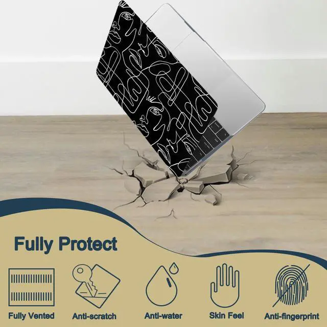 Alt view image 5 of 5 - Hard Case Compatible with New MacBook Air 13 Inch Case 2020 2019 2018 Release Model A2337 M1 A2179 A1932 with Retina Display and Touch ID, Matt Plastic Hard Shell Case Cover - Line Art