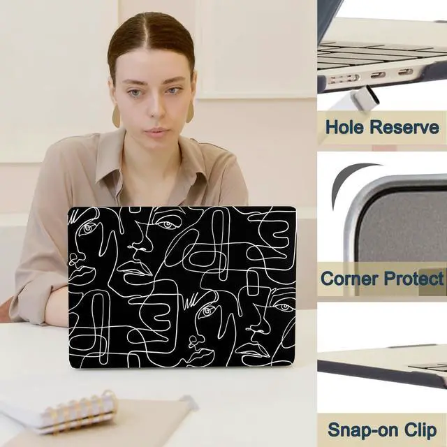 Alt view image 4 of 5 - Hard Case Compatible with New MacBook Air 13 Inch Case 2020 2019 2018 Release Model A2337 M1 A2179 A1932 with Retina Display and Touch ID, Matt Plastic Hard Shell Case Cover - Line Art