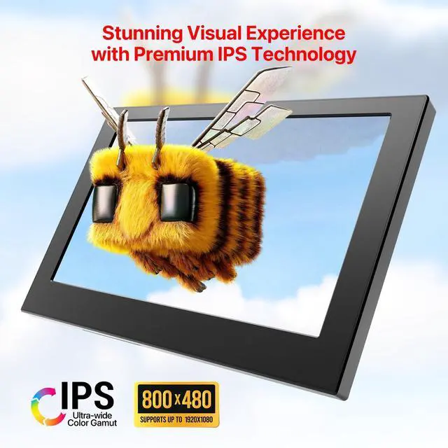 Alt view image 4 of 5 - 5'' Mini Monitor for PC Raspberry Pi 5/4/3-ROADOM Multi-Port Docking Station with Built-in USB Hub & Dual Speakers,USB-C/HDMI Connection for DIY Projects,Gaming & Programming,System Monitoring AIDA64