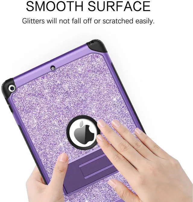 Alt view image 4 of 5 - YINLAI for iPad 10.2 Inch Case,iPad 9th 8th 7th Generation Case Glitter Bling Sparkle Girl Kid Kickstand Heavy Duty Shockproof Protective Tablet Cover for iPad 9th 8th 7th Gen 2021/2020/2019,Purple