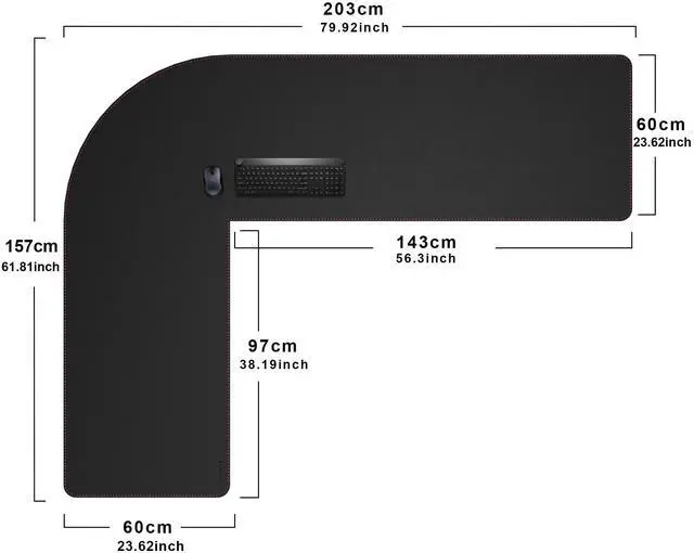Alt view image 2 of 5 - ZORESYN L Shaped Desk Mat (80+62) x23.6 Inch (Black) - XXL Reversible Corner Desk Pad, Waterproof PU Leather Desktop Protector for Gaming, Office & Home