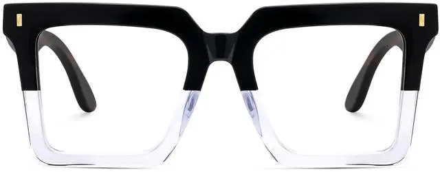 Main image of Zeelool Vintage Square Wood Arm Blue Light Blocking Glasses for Men Computer Eyeglasses ZJGX320783-07 Black-crystal