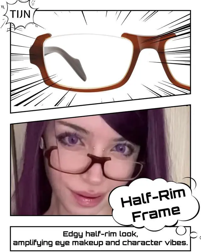 Alt view image 4 of 5 - TIJN Blue Light Blocking Glasses  Halloween Cosplay Eyewear for Anime Girl & Costume Party,Semi-Rimless Rectangle Frame,AL02