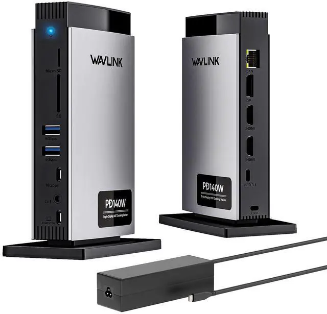 Main image of WAVLINK Laptop Docking Station 3 Monitors(Max Resolution: Single 8K or Triple 4K), 11-in-1 USB C Docking Station with 125W PD3.1 Pass-Through & Power Adapter, 2*HDMI + DP, for MacBook M1M4 & Windows