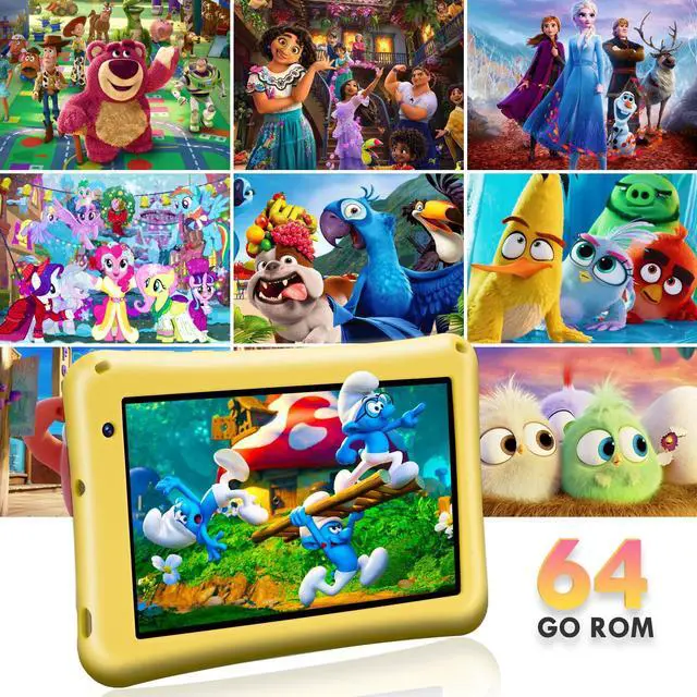 Alt view image 3 of 5 - BISAIKASOW Kids Tablet 7 inch, Android 13, 8GB RAM 64GB ROM Expandable, Octa-Core, 5800mAh Battery, Parental Control, WiFi, Dual Camera, Preloaded Educational Apps, with Drop-Proof Case (Yellow)