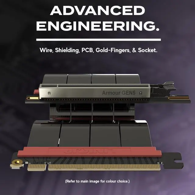 Alt view image 4 of 5 - LINKUP PCIE 5.0 Riser Cable | for Vertical GPU Mount | Right Angle | Graphics Card GPU Ready | Usable with PCIe 4.0 & RX9070/ RTX5090 | 60cm (Total Length: 64cm)