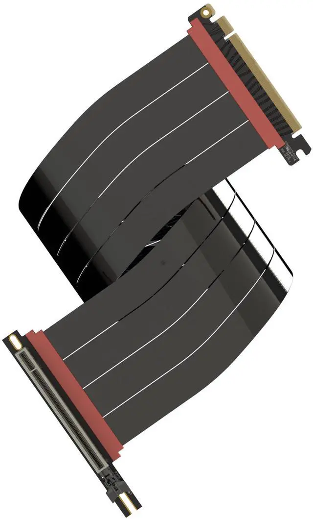 Main image of LINKUP PCIE 5.0 Riser Cable | for Vertical GPU Mount | Right Angle | Graphics Card GPU Ready | Usable with PCIe 4.0 & RX9070/ RTX5090 | 60cm (Total Length: 64cm)