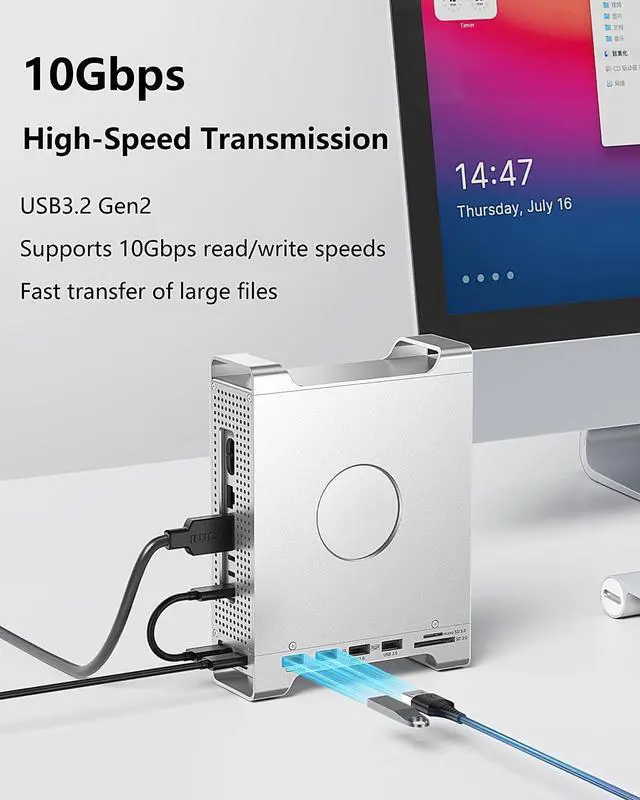 Alt view image 3 of 5 - USB-C Docking Station Chassis for Mac mini M4 with M.2 NVMe SSD Enclosure, USB3.2 10Gbps High-Speed Transfer, USB 2.0 Connection for Mouse and Keyboard, Supports SD/Micro SD 3.0, Up to 8TB