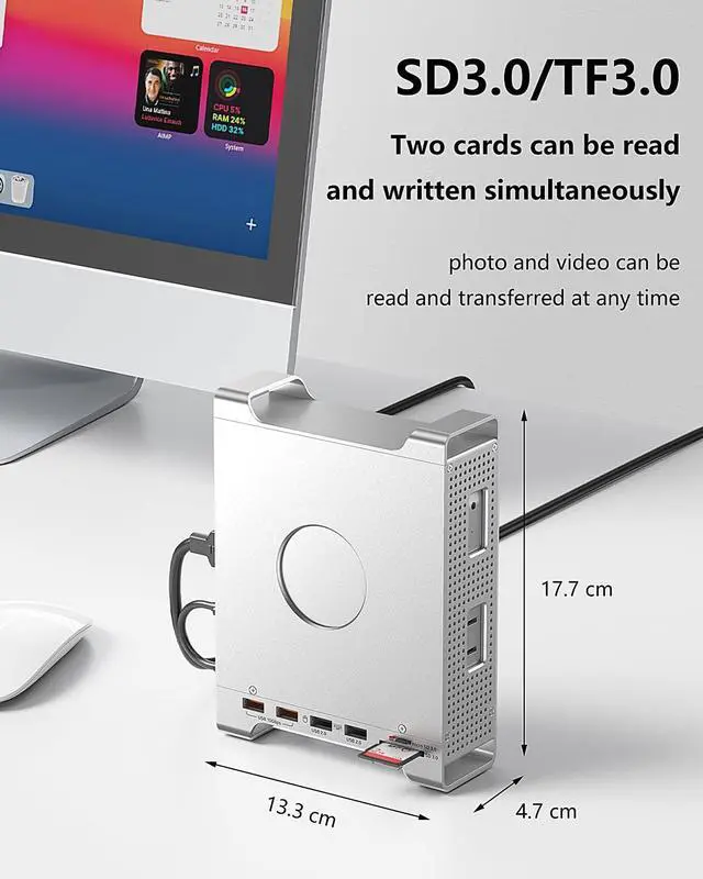 Alt view image 4 of 5 - USB-C Docking Station Chassis for Mac mini M4 with M.2 NVMe SSD Enclosure, USB3.2 10Gbps High-Speed Transfer, USB 2.0 Connection for Mouse and Keyboard, Supports SD/Micro SD 3.0, Up to 8TB