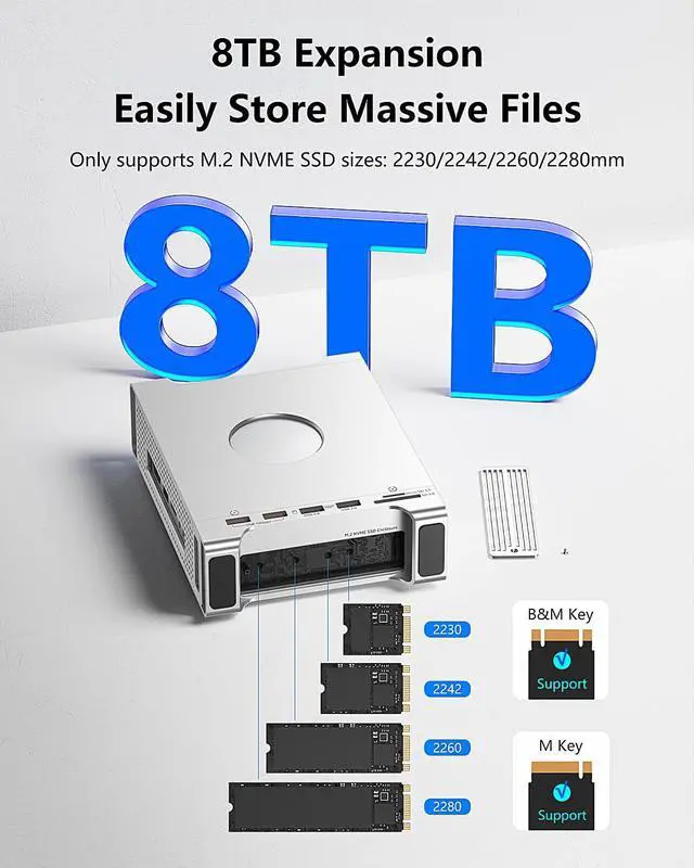 Alt view image 5 of 5 - USB-C Docking Station Chassis for Mac mini M4 with M.2 NVMe SSD Enclosure, USB3.2 10Gbps High-Speed Transfer, USB 2.0 Connection for Mouse and Keyboard, Supports SD/Micro SD 3.0, Up to 8TB