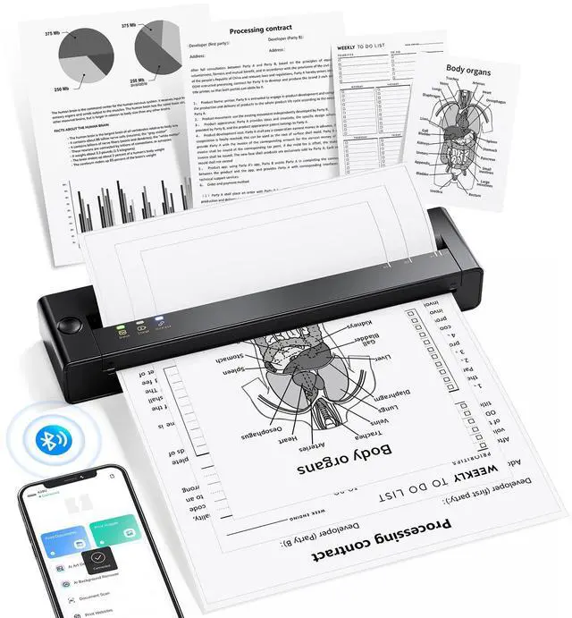 Main image of TATTMUSE Portable Printer Wireless for Travel, 2025 Upgraded Inkless Thermal Printers Support 8.5" X 11" US Letter & A4 Size, Mobile Printer Compatible with iPhone Laptop for Home Car Office School